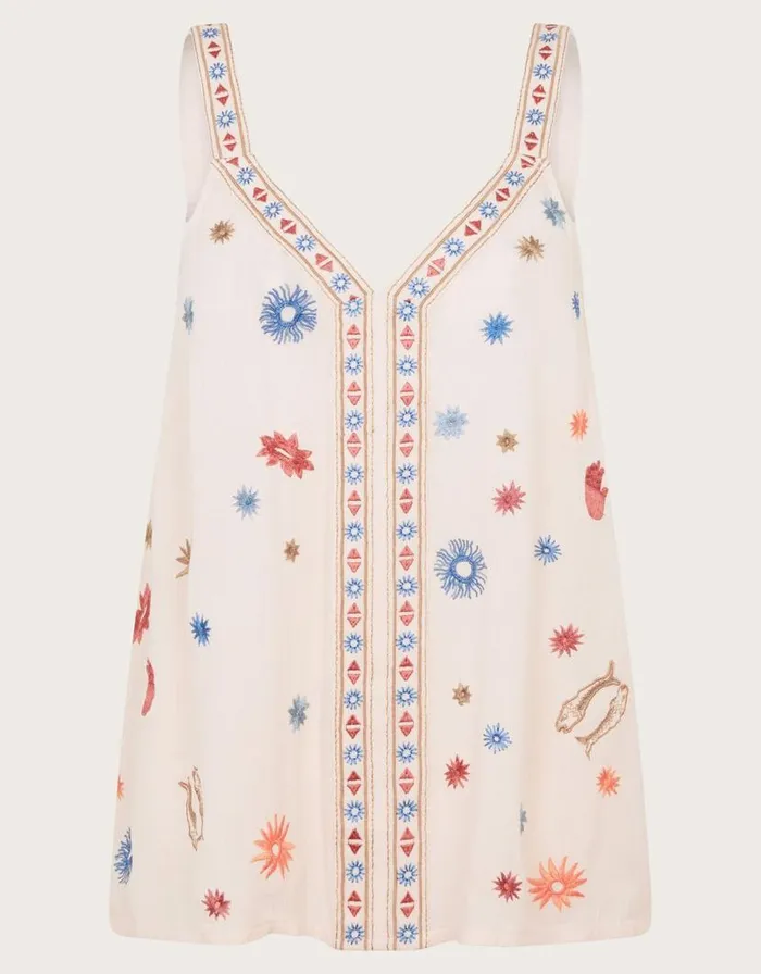 Monsoon Arti Embroidered Cami Ivory Women Tops and Blouses Monsoon Arti Embroidered Cami Ivory Women Tops and Blouses