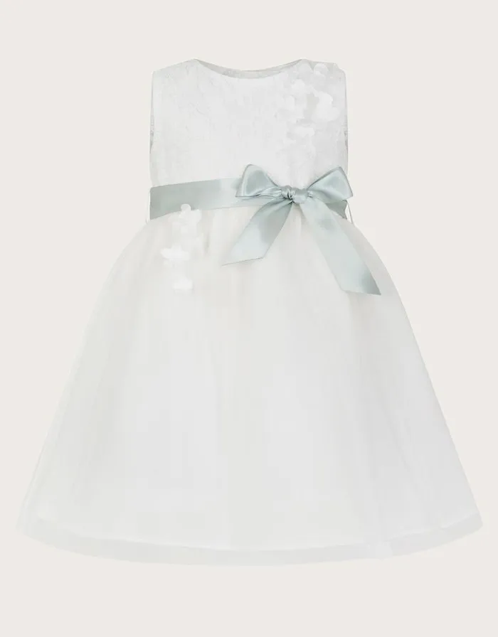 Monsoon Baby Frankie Scuba Dress Ivory Children Partywear