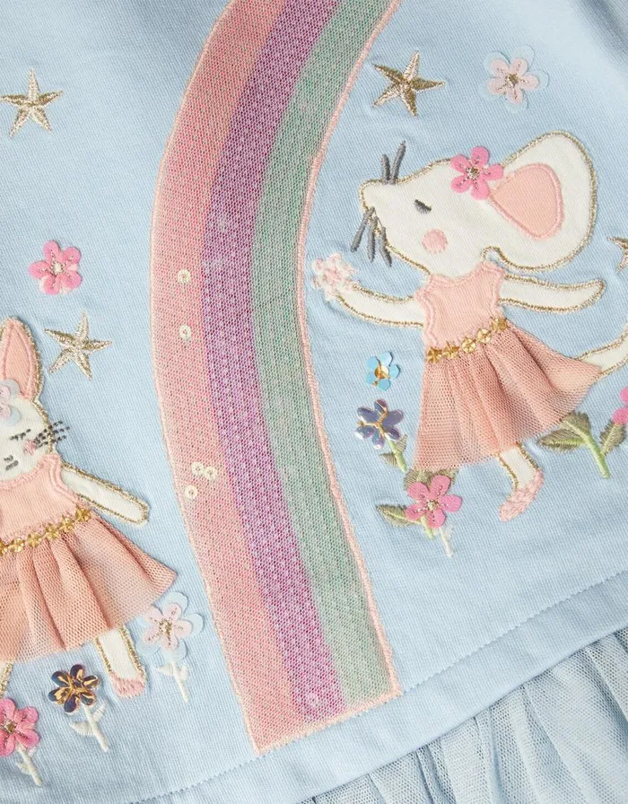 Monsoon Baby Mice Rainbow Sweater Dress Blue Children Dresses Monsoon Baby Mice Rainbow Sweater Dress Blue Children Dresses