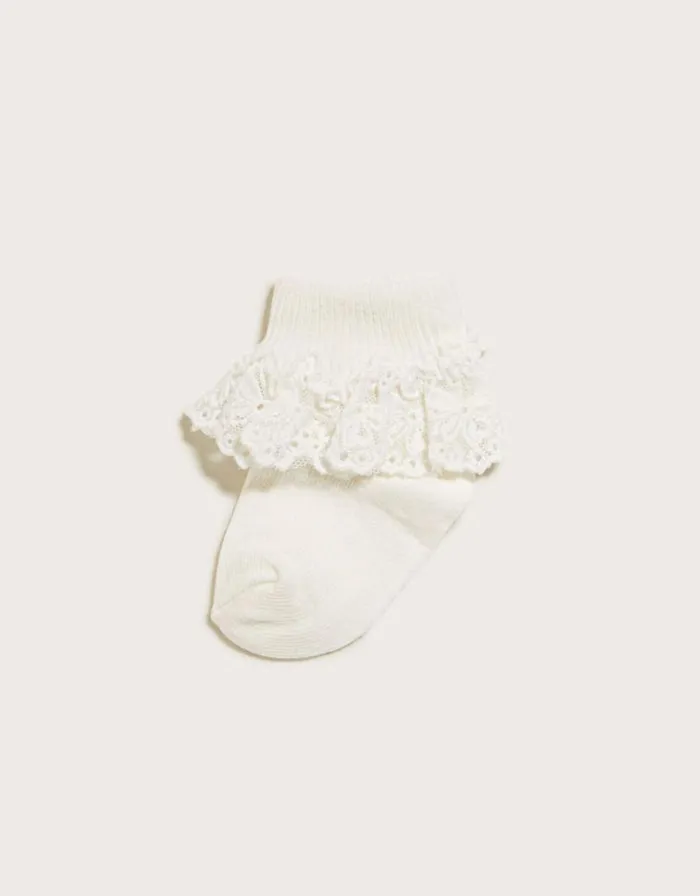 Monsoon Baby Olivia Bow Lace Socks Ivory Children Girls039 Tights and Socks
