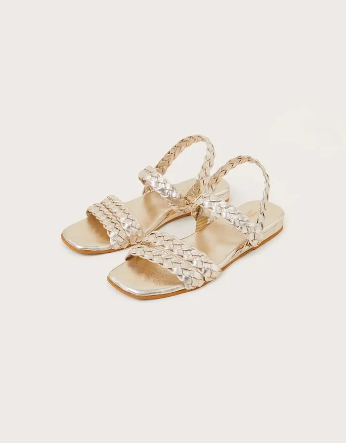 Monsoon Braided Leather Wedge Sandals Gold Women Sandals Monsoon Braided Leather Wedge Sandals Gold Women Sandals