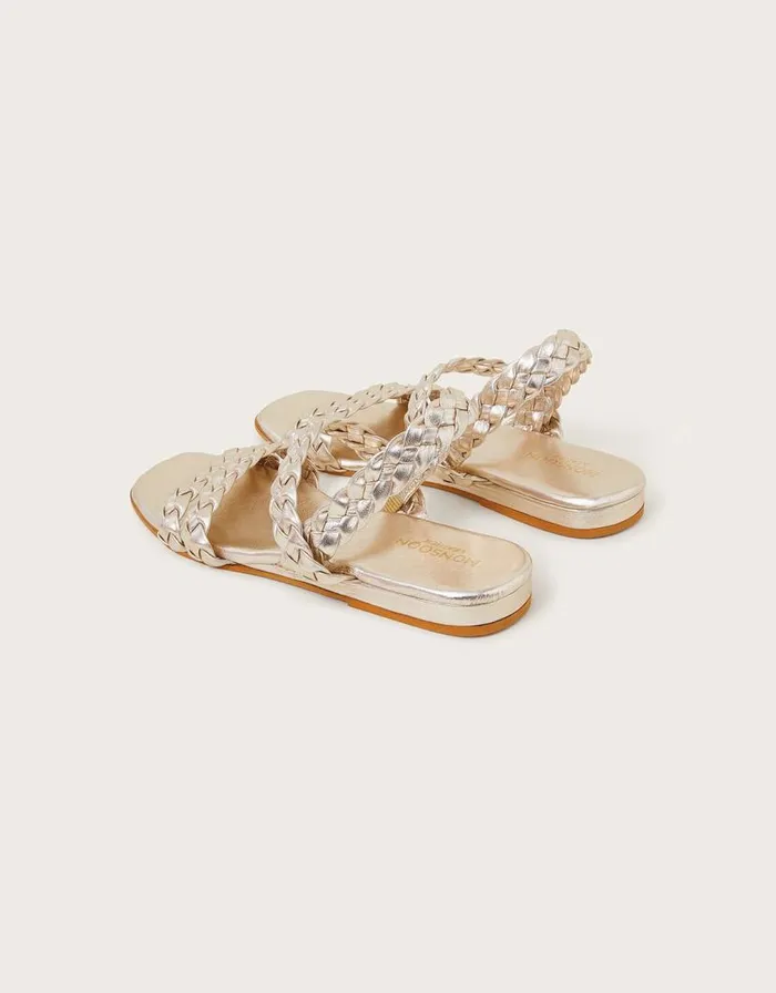 Monsoon Braided Leather Wedge Sandals Gold Women Sandals Monsoon Braided Leather Wedge Sandals Gold Women Sandals