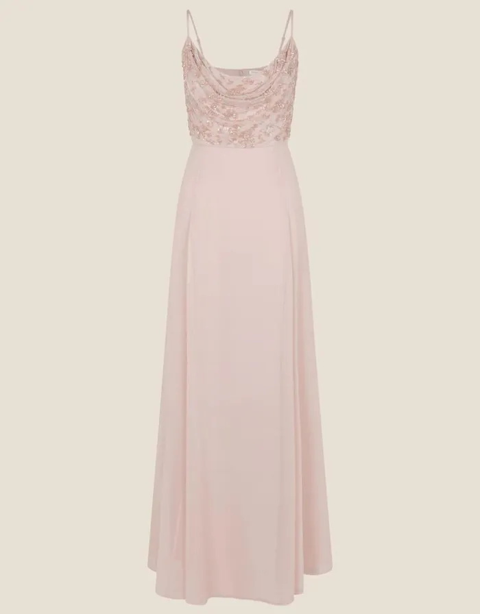 Monsoon Campbell Cowl Neck Maxi Dress In Recycled Polyester Pink Women Occasionwear Monsoon Campbell Cowl Neck Maxi Dress In Recycled Polyester Pink Women Occasionwear