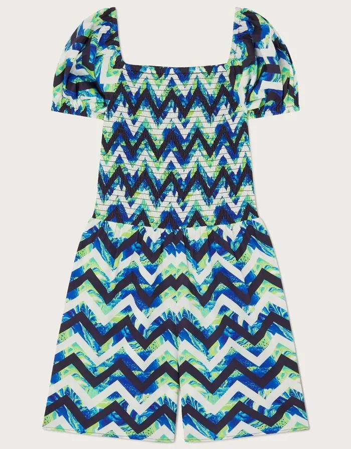 Monsoon Chevron Marble Playsuit In Recycled Polyester Multi Children Beachwear and Swimwear Monsoon Chevron Marble Playsuit In Recycled Polyester Multi Children Beachwear and Swimwear