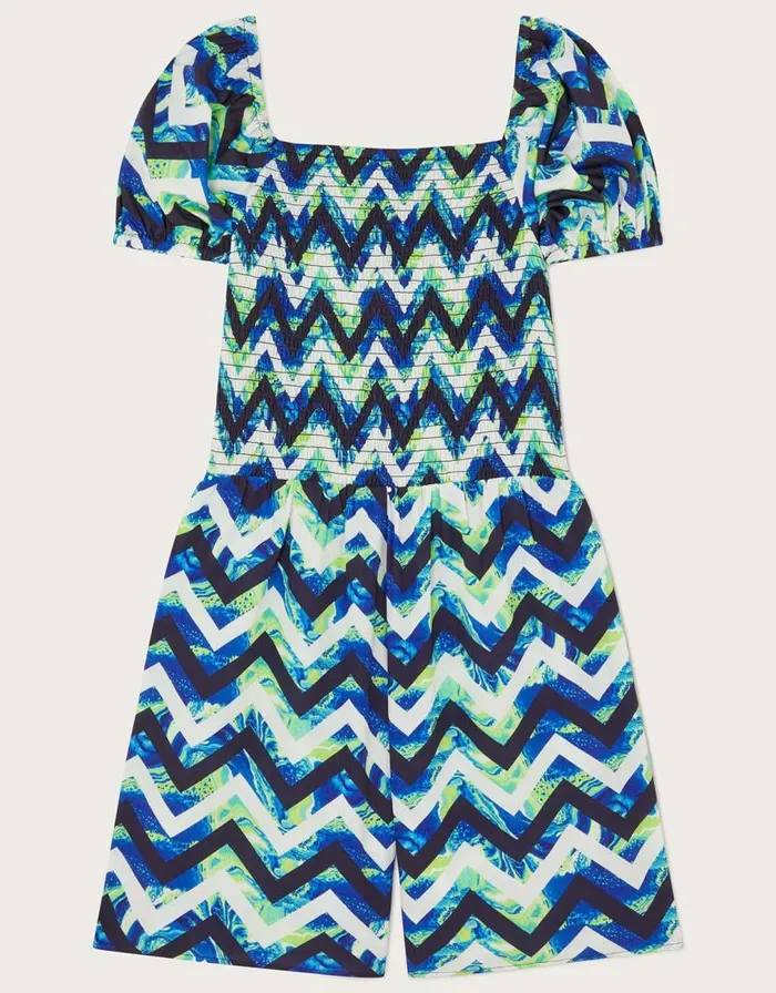 Monsoon Chevron Marble Playsuit In Recycled Polyester Multi Children Beachwear and Swimwear Monsoon Chevron Marble Playsuit In Recycled Polyester Multi Children Beachwear and Swimwear