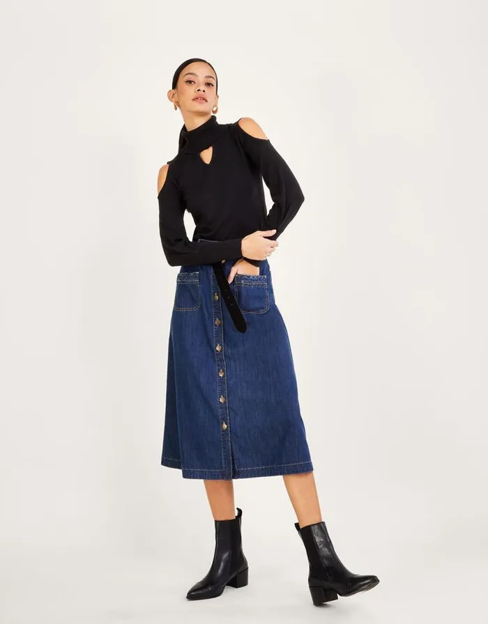 Monsoon ColdShoulder Roll Neck Jumper Black Women Knitwear Monsoon ColdShoulder Roll Neck Jumper Black Women Knitwear