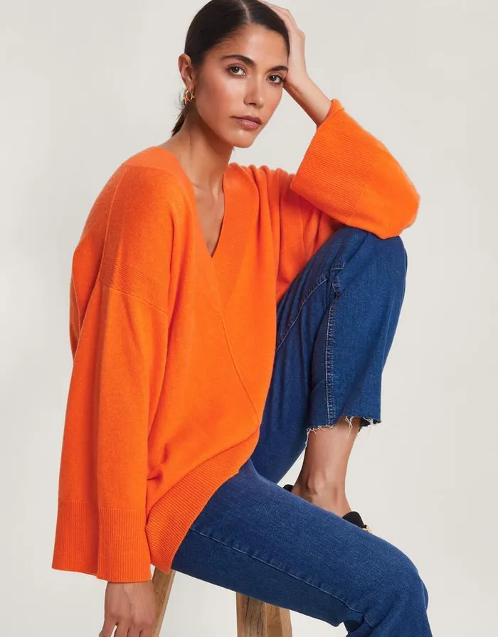 Monsoon Coni Cashmere Jumper Orange Women Knitwear