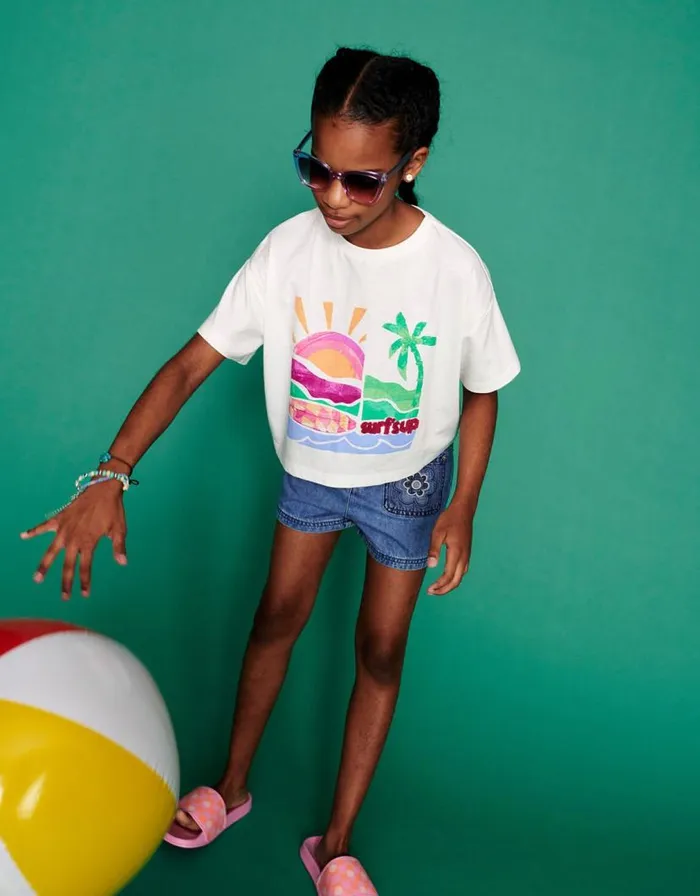 Monsoon Cropped Surf039s Up TShirt White Children Tops and Tshirts
