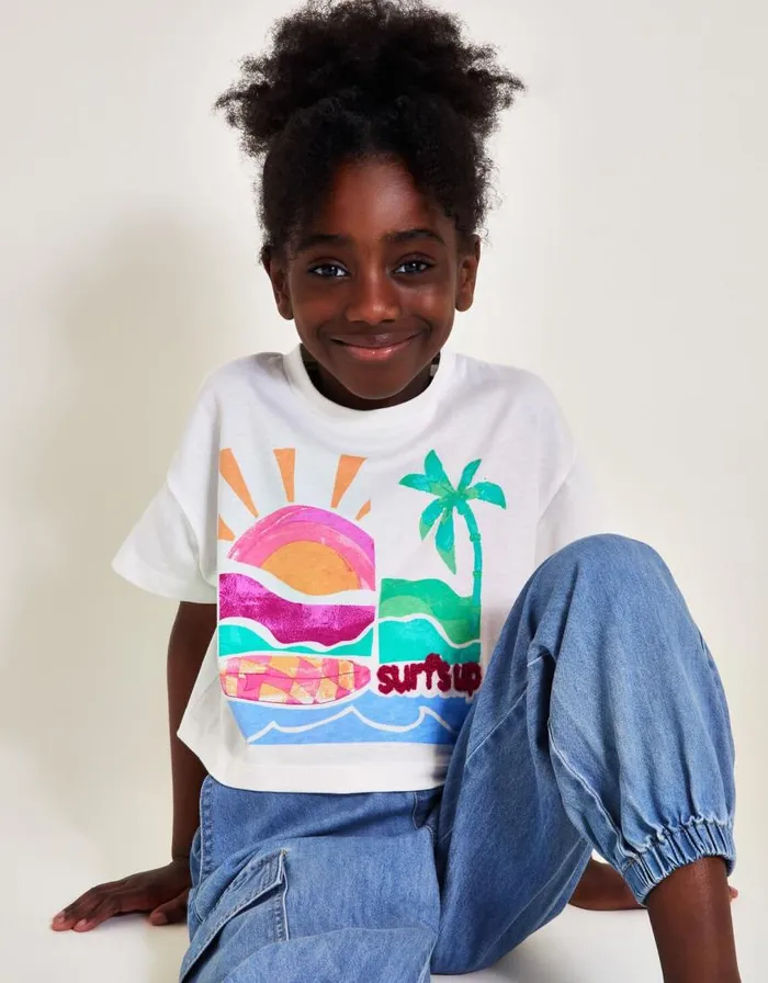 Monsoon Cropped Surf039s Up TShirt White Children Tops and Tshirts Monsoon Cropped Surf039s Up TShirt White Children Tops and Tshirts