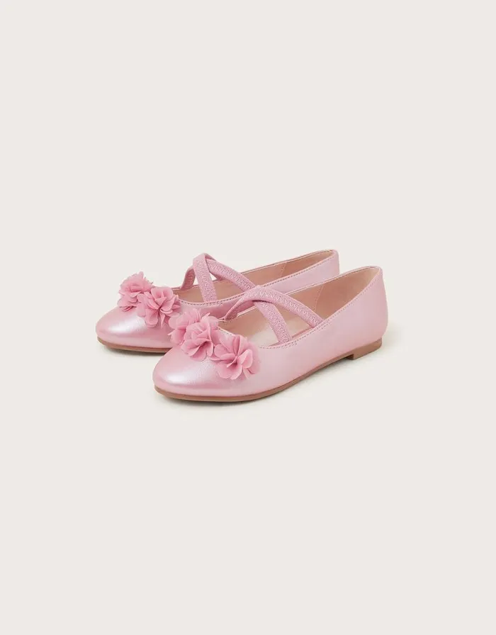 Monsoon CrossOver Ballet Flats Pink Children Partywear