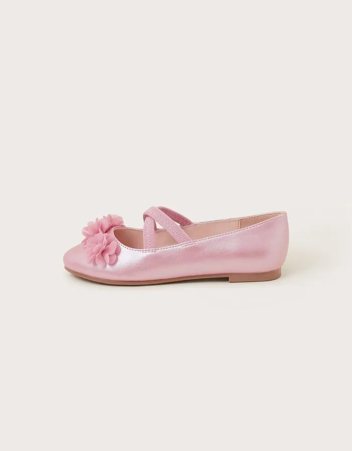 Monsoon CrossOver Ballet Flats Pink Children Partywear Monsoon CrossOver Ballet Flats Pink Children Partywear