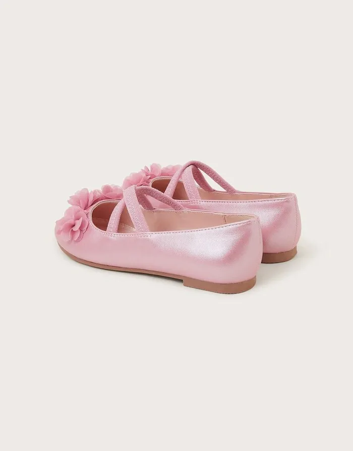 Monsoon CrossOver Ballet Flats Pink Children Partywear Monsoon CrossOver Ballet Flats Pink Children Partywear