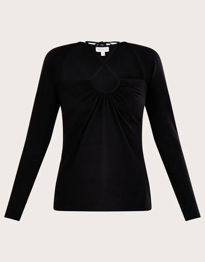 Monsoon CutOut Halter Jersey Top Black Women Tops and Blouses Monsoon CutOut Halter Jersey Top Black Women Tops and Blouses