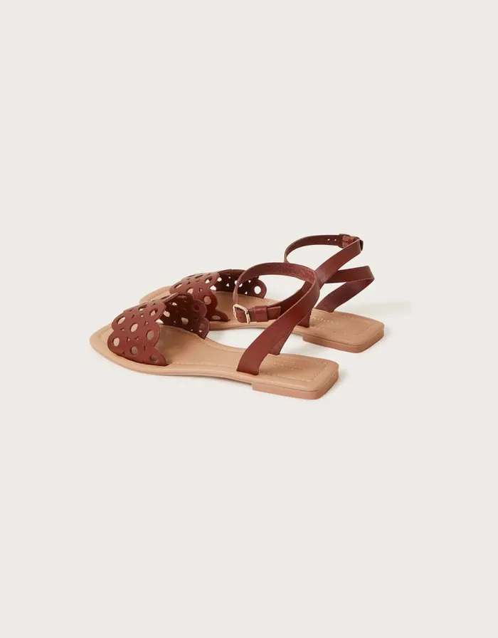 Monsoon Cutwork Leather Sandals Tan Women Sandals Monsoon Cutwork Leather Sandals Tan Women Sandals
