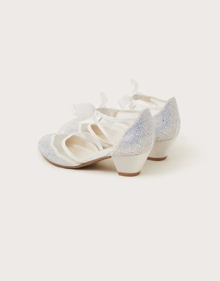 Monsoon Diamante Princess Shoes Ivory Children Partywear Monsoon Diamante Princess Shoes Ivory Children Partywear