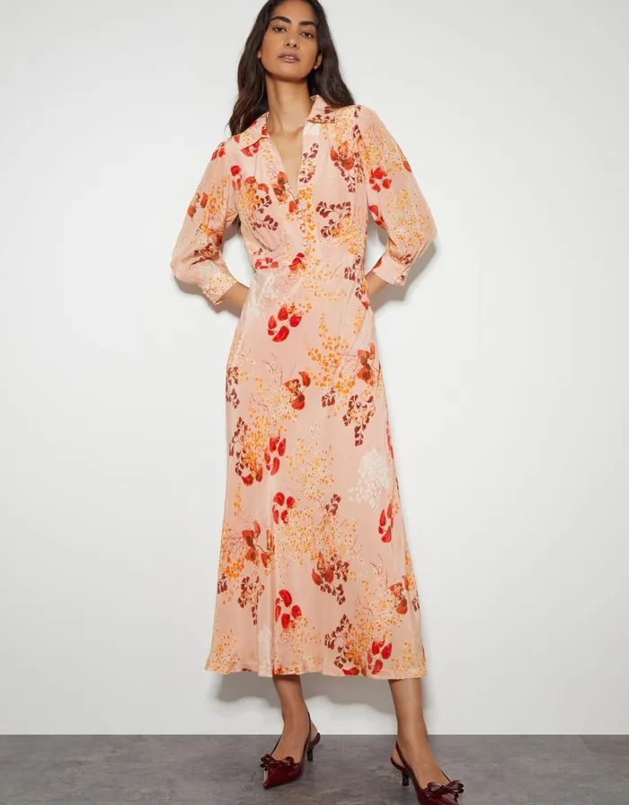 Monsoon Elise Shirt Dress Pink Women Occasionwear