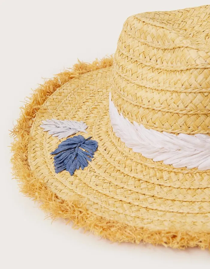 Monsoon Embroidered Fringe Trim Raffia Hat Women Hats Monsoon Embroidered Fringe Trim Raffia Hat Women Hats