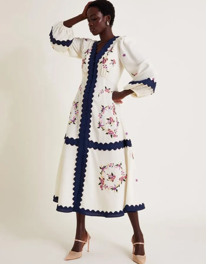 Monsoon Emma Embroidered Dress Ivory Women Occasionwear Monsoon Emma Embroidered Dress Ivory Women Occasionwear