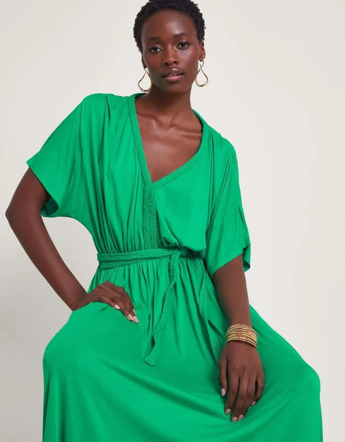 Monsoon Everly Jersey Dress Green Women Beachwear and Swimwear