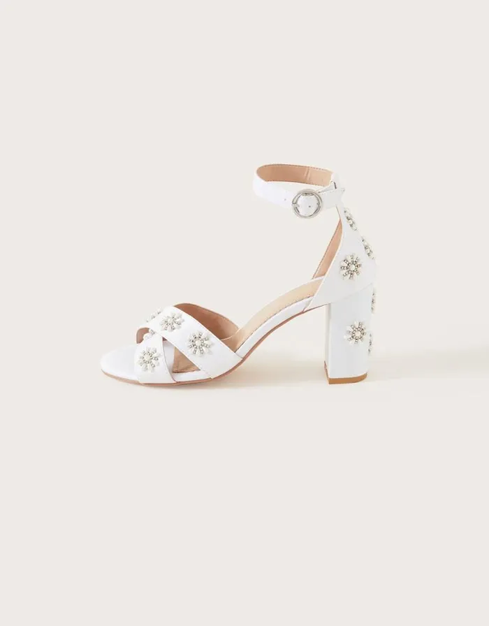 Monsoon Flower Embellished Bridal Heeled Sandals Ivory Women Wedding Shoes Monsoon Flower Embellished Bridal Heeled Sandals Ivory Women Wedding Shoes