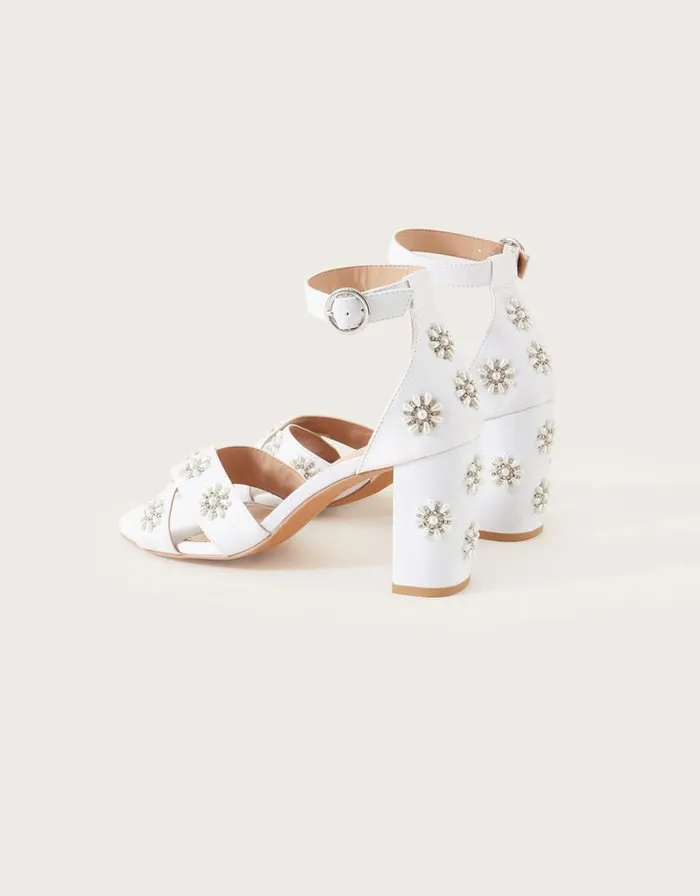 Monsoon Flower Embellished Bridal Heeled Sandals Ivory Women Wedding Shoes Monsoon Flower Embellished Bridal Heeled Sandals Ivory Women Wedding Shoes