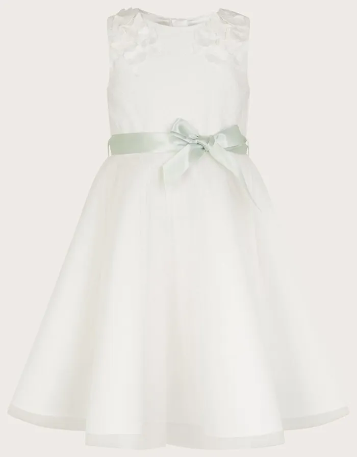 Monsoon Freya 3D Scuba Bridesmaid Dress Ivory Children Dresses
