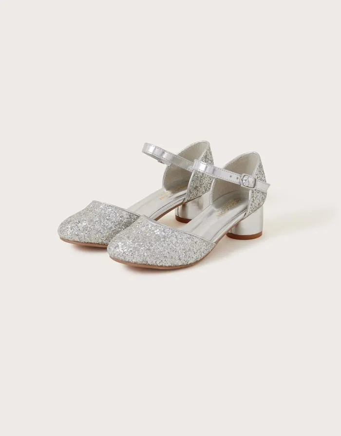 Monsoon Glitter TwoPart Heels Silver Children Partywear