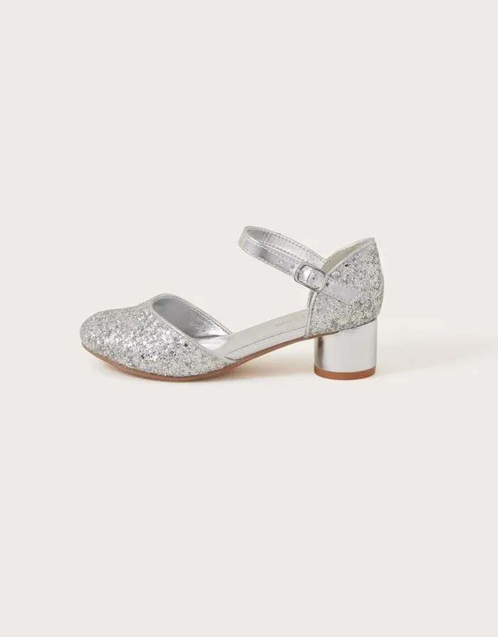 Monsoon Glitter TwoPart Heels Silver Children Partywear Monsoon Glitter TwoPart Heels Silver Children Partywear
