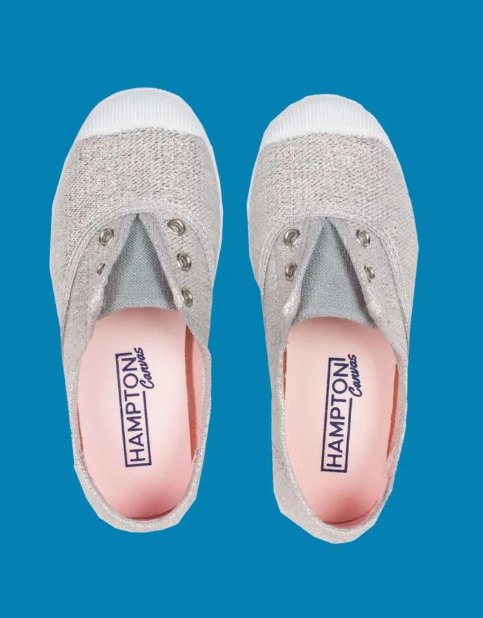 Monsoon Hampton Canvas Plum Plimsolls Silver Children Girls039 Shoes and Sandals