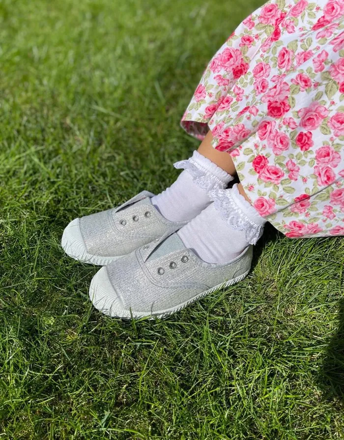 Monsoon Hampton Canvas Plum Plimsolls Silver Children Girls039 Shoes and Sandals Monsoon Hampton Canvas Plum Plimsolls Silver Children Girls039 Shoes and Sandals
