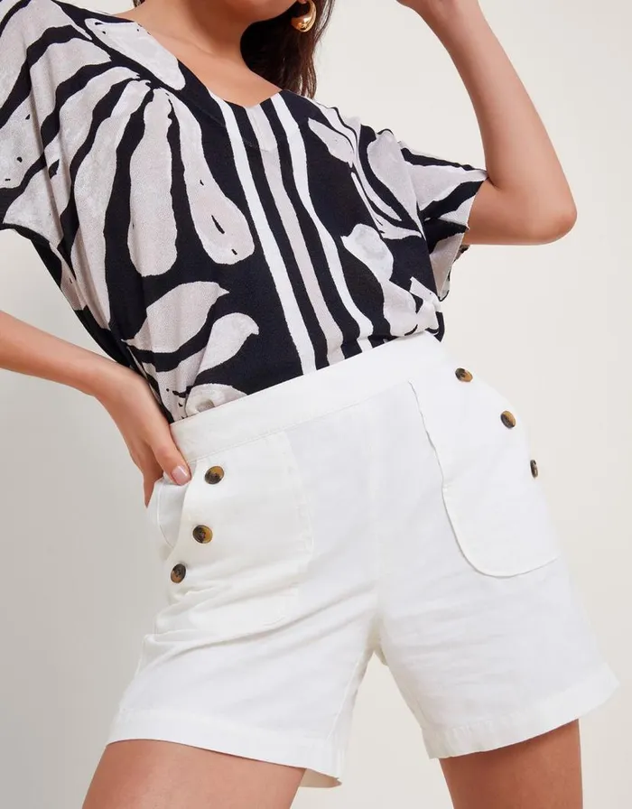 Monsoon Harper Denim Shorts White Women Casualwear