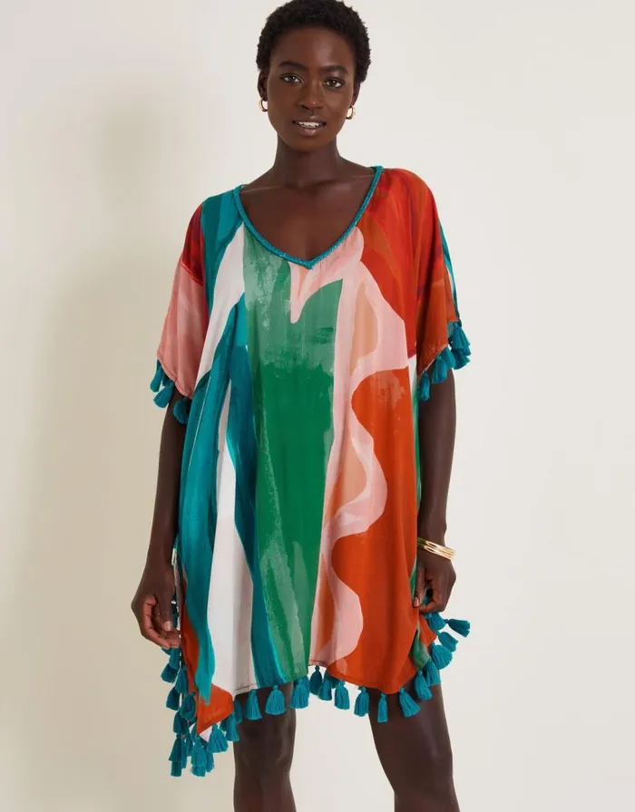 Monsoon Ivy Abstract Print Kaftan Dress Brown Women Beachwear and Swimwear Monsoon Ivy Abstract Print Kaftan Dress Brown Women Beachwear and Swimwear