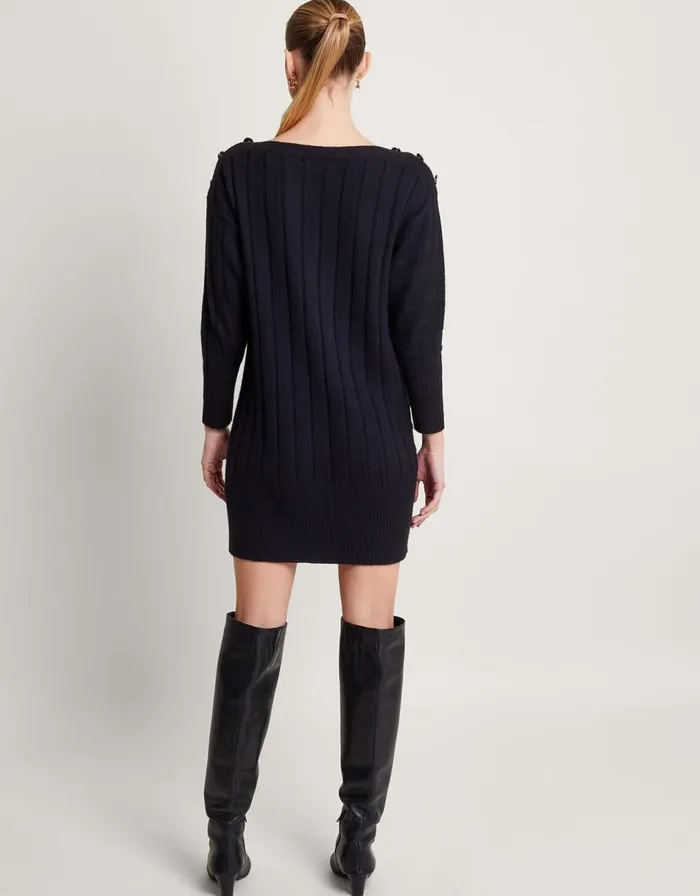 Monsoon Jo Mini Jumper Dress Black Women Knitwear Monsoon Jo Mini Jumper Dress Black Women Knitwear