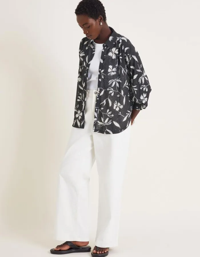 Monsoon Kiah Printed Jersey Shirt Black Women Tops and Blouses Monsoon Kiah Printed Jersey Shirt Black Women Tops and Blouses