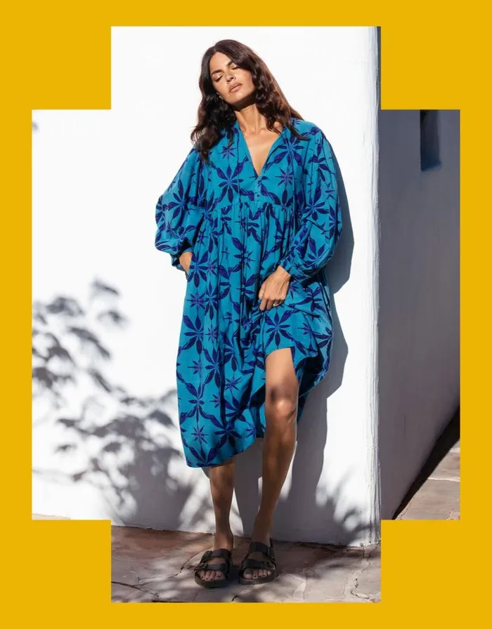 Monsoon La Galeria Elefante Smock Dress Blue Women Day Dresses