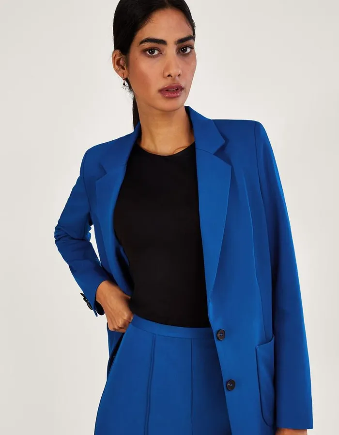 Monsoon Lauren Plain Blazer Blue Women Jackets