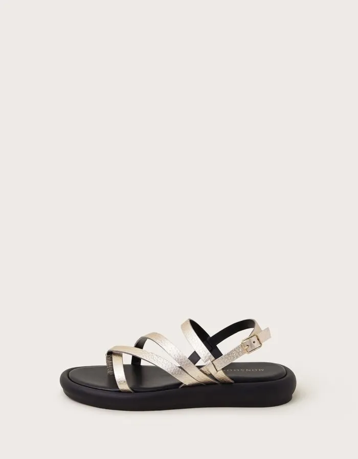 Monsoon Leather Metallic Strappy Sandals Gold Women Sandals Monsoon Leather Metallic Strappy Sandals Gold Women Sandals