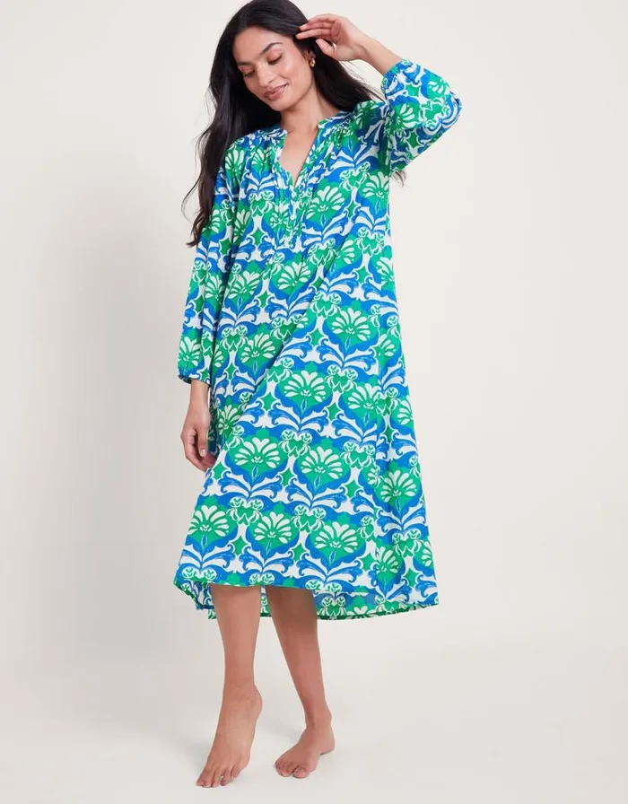Monsoon Leona Midi Dress Green Women Midi Dresses