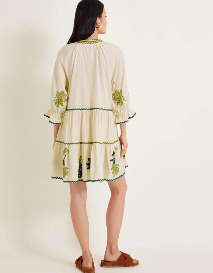 Monsoon Lila Leaf Embroidered Dress Ivory Women Casualwear Monsoon Lila Leaf Embroidered Dress Ivory Women Casualwear