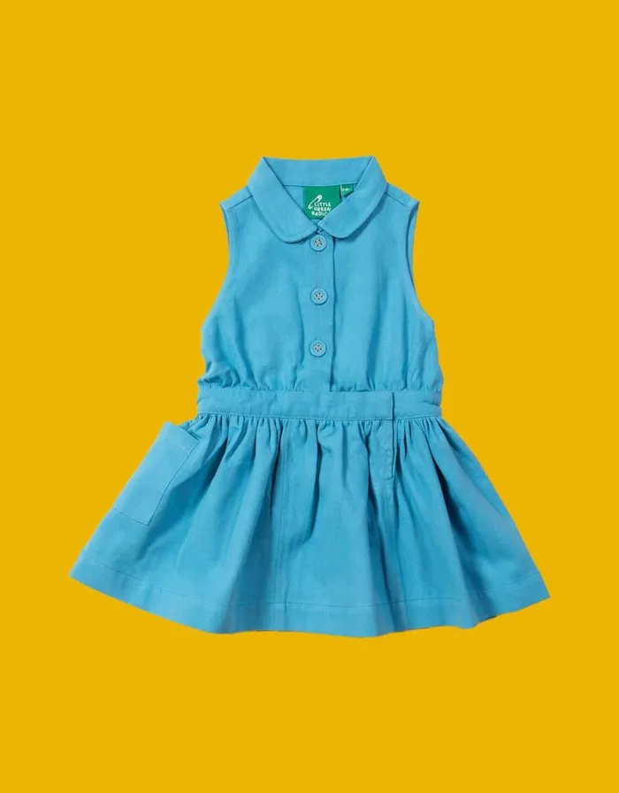 Monsoon Little Green Radicals Pinafore Dress Blue Children Dresses