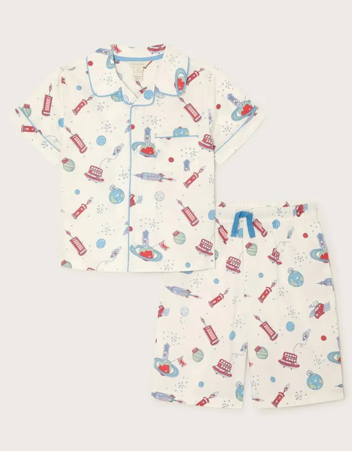 Monsoon London Space Pyjama Set White Children Pyjamas Dressing Gowns and Slippers