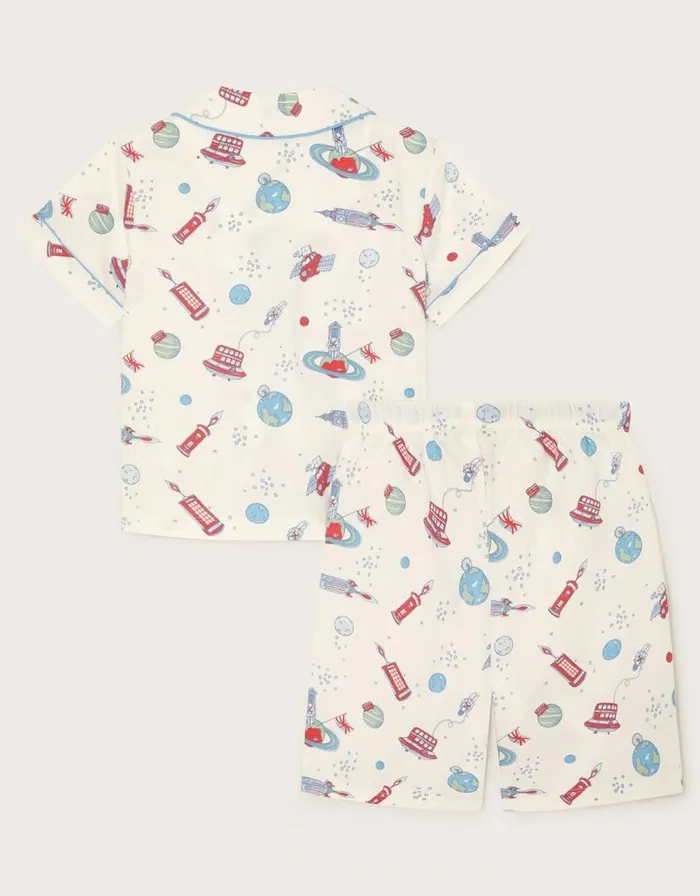Monsoon London Space Pyjama Set White Children Pyjamas Dressing Gowns and Slippers Monsoon London Space Pyjama Set White Children Pyjamas Dressing Gowns and Slippers