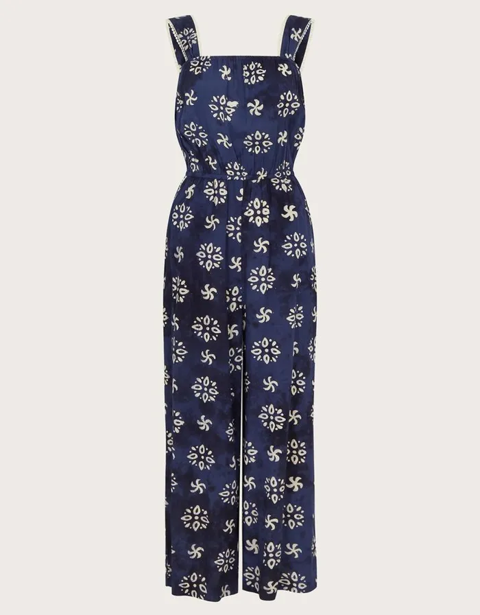 Monsoon Loreta Batik Print Jumpsuit Blue Women Beachwear and Swimwear Monsoon Loreta Batik Print Jumpsuit Blue Women Beachwear and Swimwear