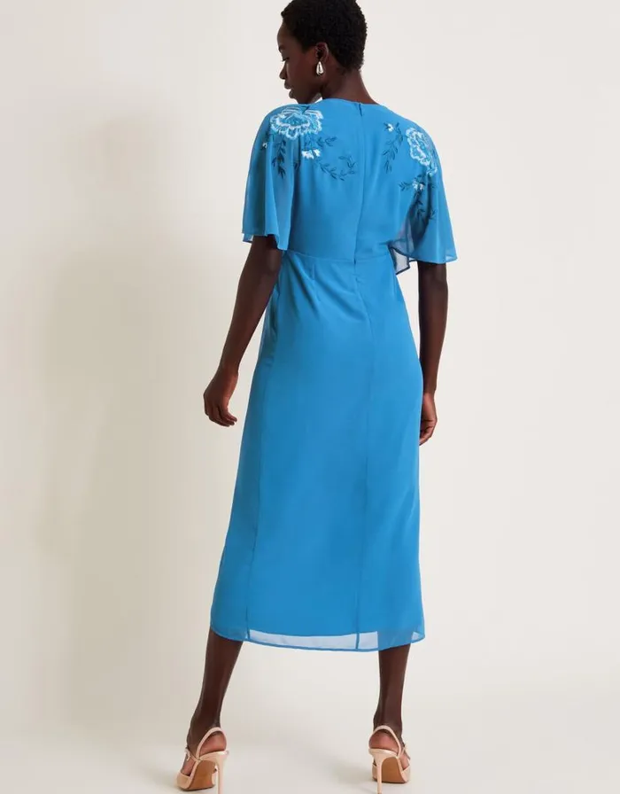 Monsoon Lyla Floral Embellished Midi Dress Blue Women Occasionwear Monsoon Lyla Floral Embellished Midi Dress Blue Women Occasionwear
