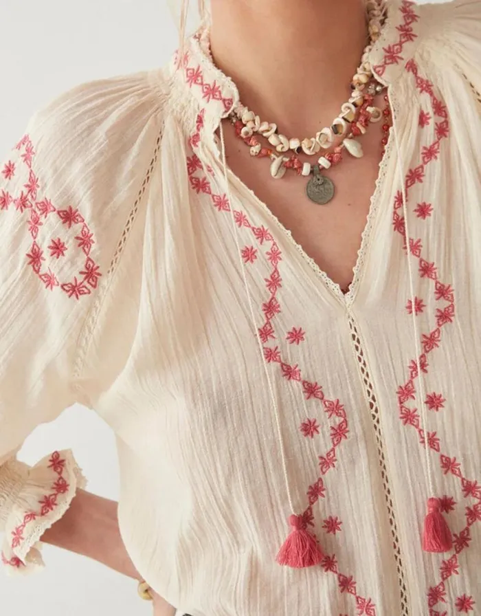 Monsoon Maison Hotel Tie Neck Blouse Ivory Women Tops and Blouses Monsoon Maison Hotel Tie Neck Blouse Ivory Women Tops and Blouses