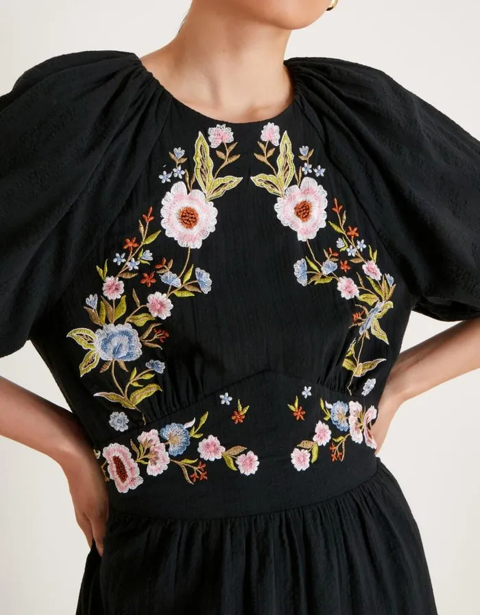 Monsoon Margot Tea Dress Black Women Midi Dresses Monsoon Margot Tea Dress Black Women Midi Dresses