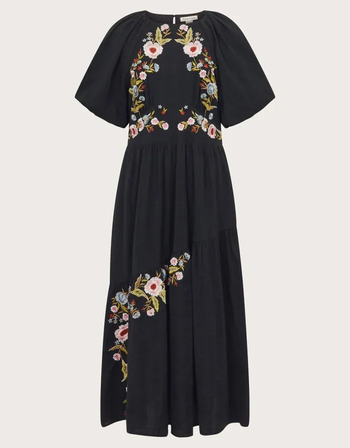 Monsoon Margot Tea Dress Black Women Midi Dresses Monsoon Margot Tea Dress Black Women Midi Dresses