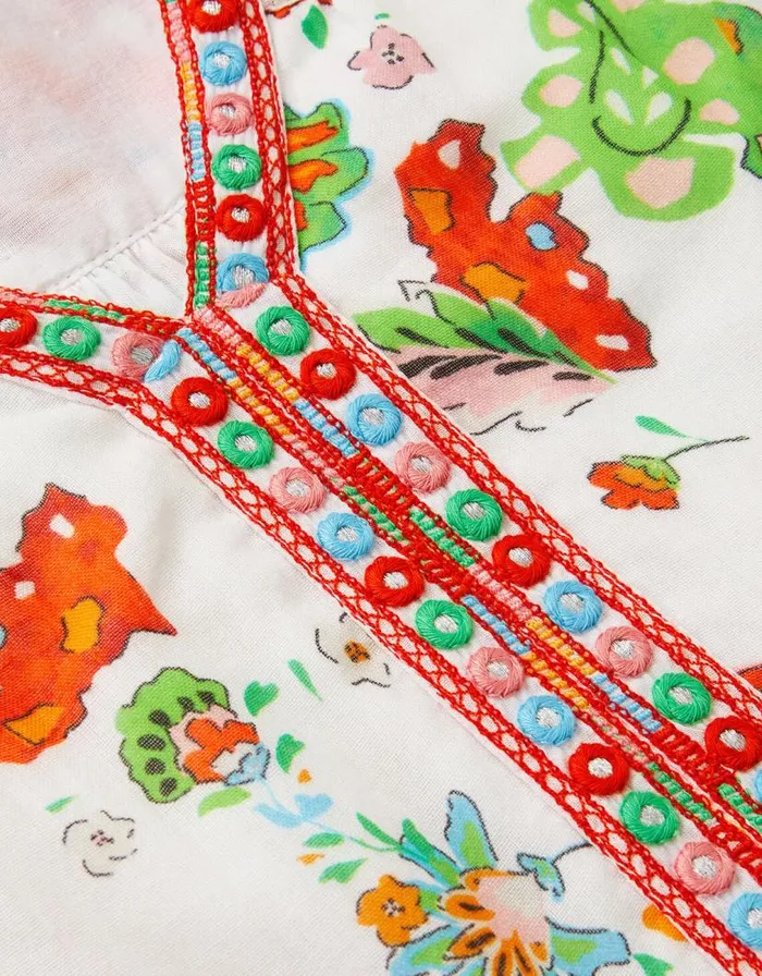 Monsoon MINI ME Border Kaftan Dress Ivory Children Beachwear and Swimwear Monsoon MINI ME Border Kaftan Dress Ivory Children Beachwear and Swimwear