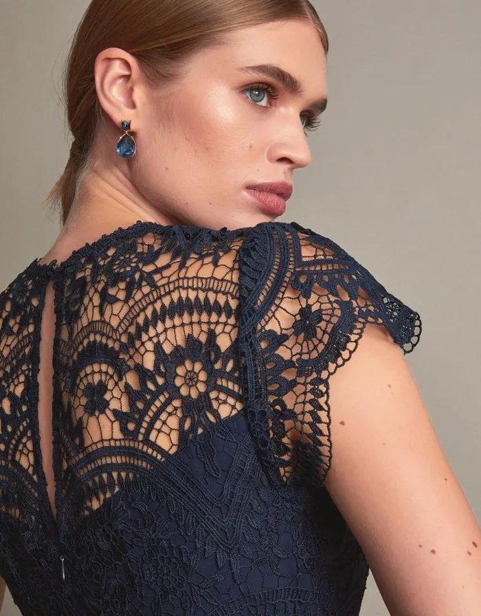 Monsoon Monica Lace Midi Dress Blue Women Occasionwear Monsoon Monica Lace Midi Dress Blue Women Occasionwear
