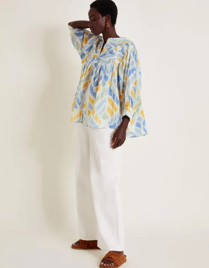 Monsoon Myla Print Pintuck Blouse Ivory Women Tops and Blouses Monsoon Myla Print Pintuck Blouse Ivory Women Tops and Blouses